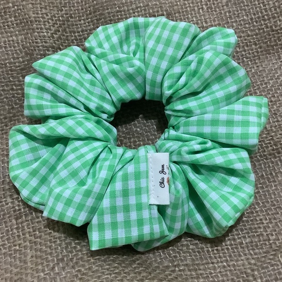 chic jem Accessories - Handmade Green gingham summer scrunchie